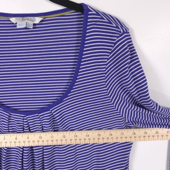 Boden‎ PORTUGAL MADE Scoop Striped Viscose Jersey Knit Top Pleated WL796 Size 12 - Picture 4 of 7